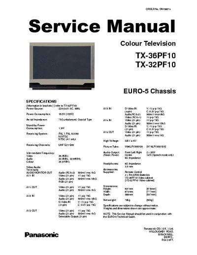 Panasonic TX-32PF10, TX-36PF10 Service Manual Tv Color (chassis Euro-5) - pag. 49